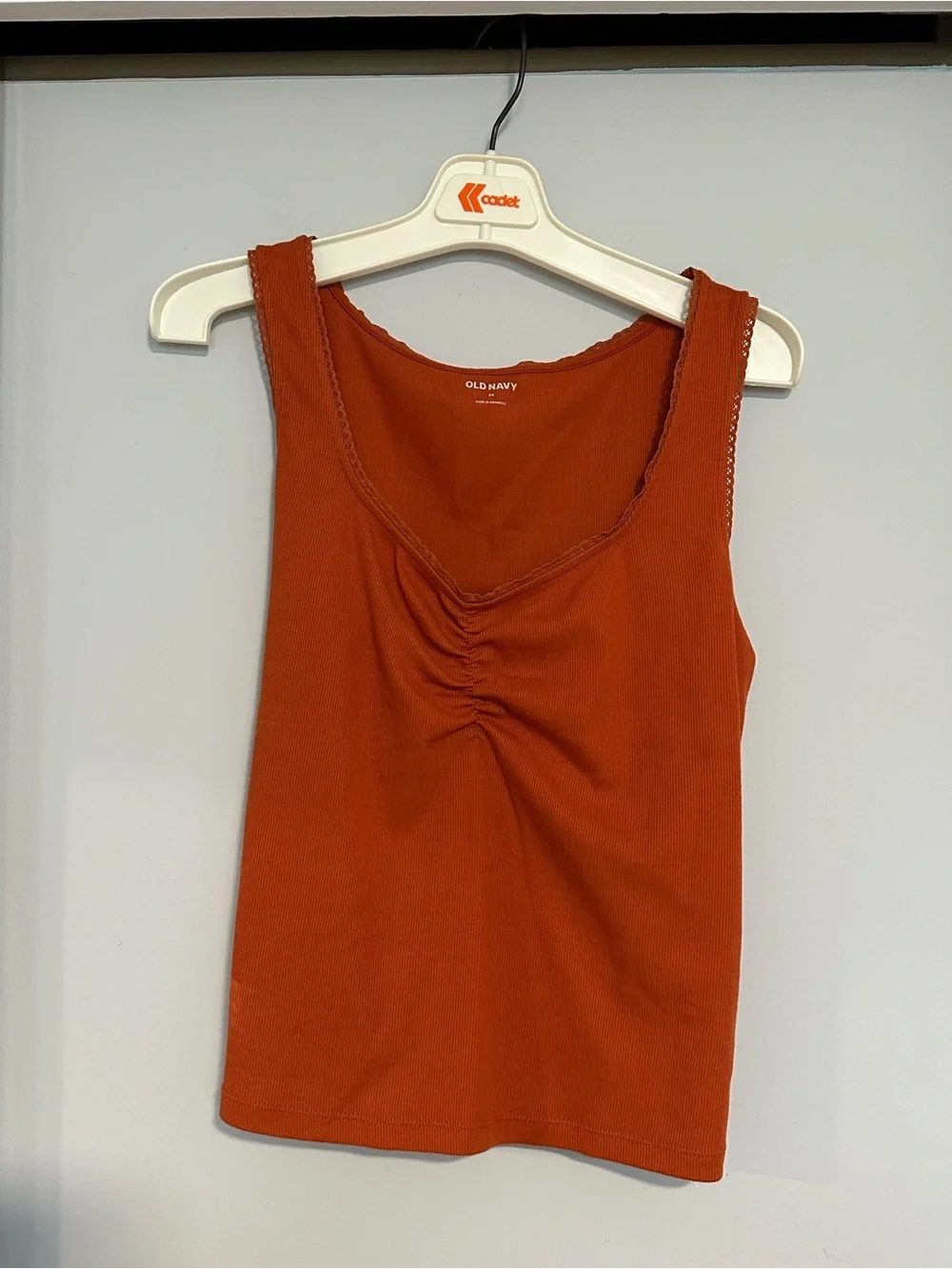 Old Navy Rust Orange Ruched Front Tank Top - Picture 1 of 1